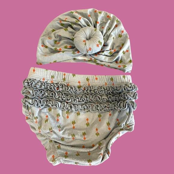 Hanna Anderson Bamboo Bloomer And Turban Set 18-24 Mo In Radishy Red - Picture 4 of 6